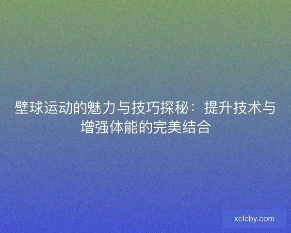 壁球运动的魅力与技巧探秘：提升技术与增强体能的完美结合