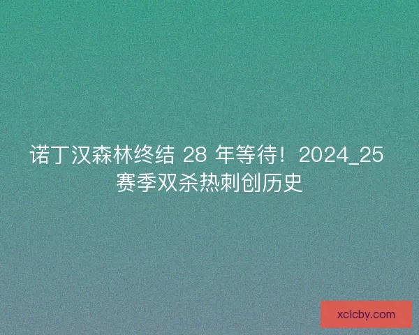 诺丁汉森林终结 28 年等待！2024_25 赛季双杀热刺创历史