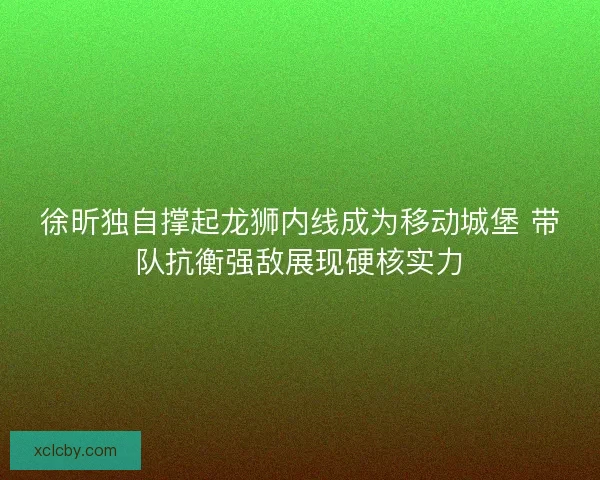 徐昕独自撑起龙狮内线成为移动城堡 带队抗衡强敌展现硬核实力 徐昕独自撑起龙狮内线成为移动城堡 带队抗衡强敌展现硬核实力