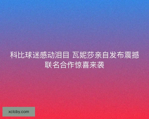 科比球迷感动泪目 瓦妮莎亲自发布震撼联名合作惊喜来袭